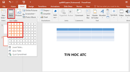 Hoc tin hoc van phong o Thanh Hoa Bài viết hôm trước tin học ATC đã hướng dẫn bạn cách chèn bảng vào PP, hôm nay chúng ta cùng tiếp tục tìm