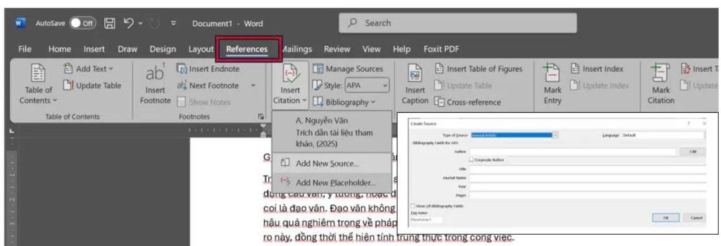 Học tin học văn phòng tại Thanh Hóa Để tăng tính thuyết phục và chuyên nghiệp, người dùng thường chèn trích dẫn tài liệu vào bài viết của 