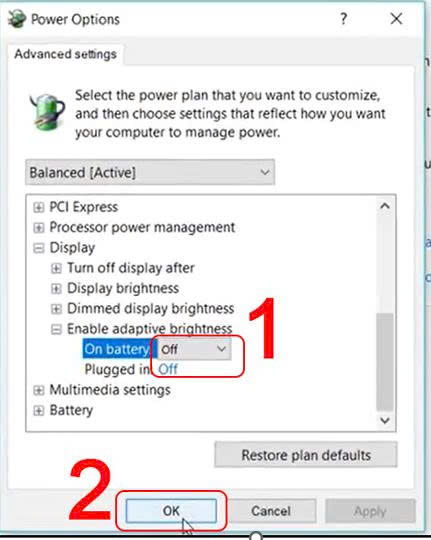 Học tin học tại thanh hóa Màn hình laptop Windows 10 liên tục nhấp nháy, tự động tăng giảm độ sáng tùy theo môi trường hay khi chuyển 